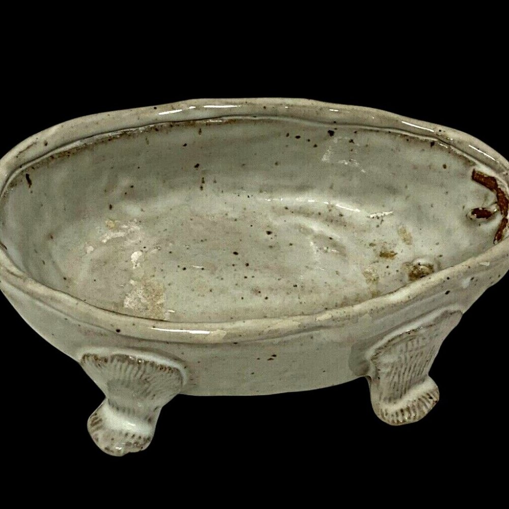 White Rustic Factory Distressed Ceramic 7" Bathtub Planter Farmcore Cottagecore
